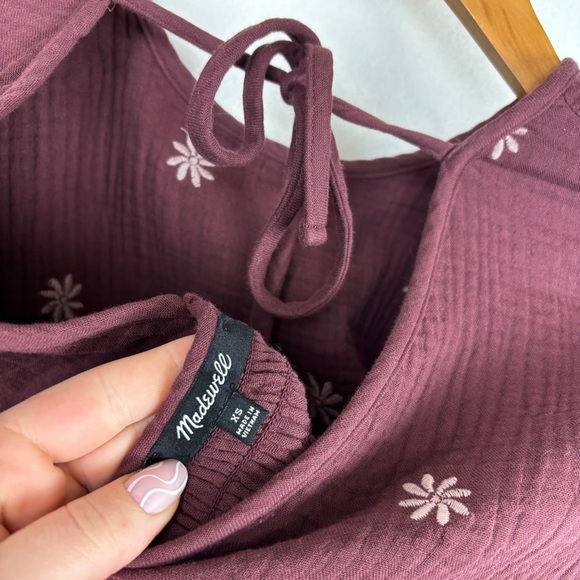 Madewell Embroidered Lightspun Peplum Open-Back Top Sz XS - Picture 6 of 7